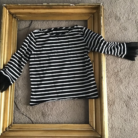 J.Crew Striped Top with Tulle - Picture 1 of 5